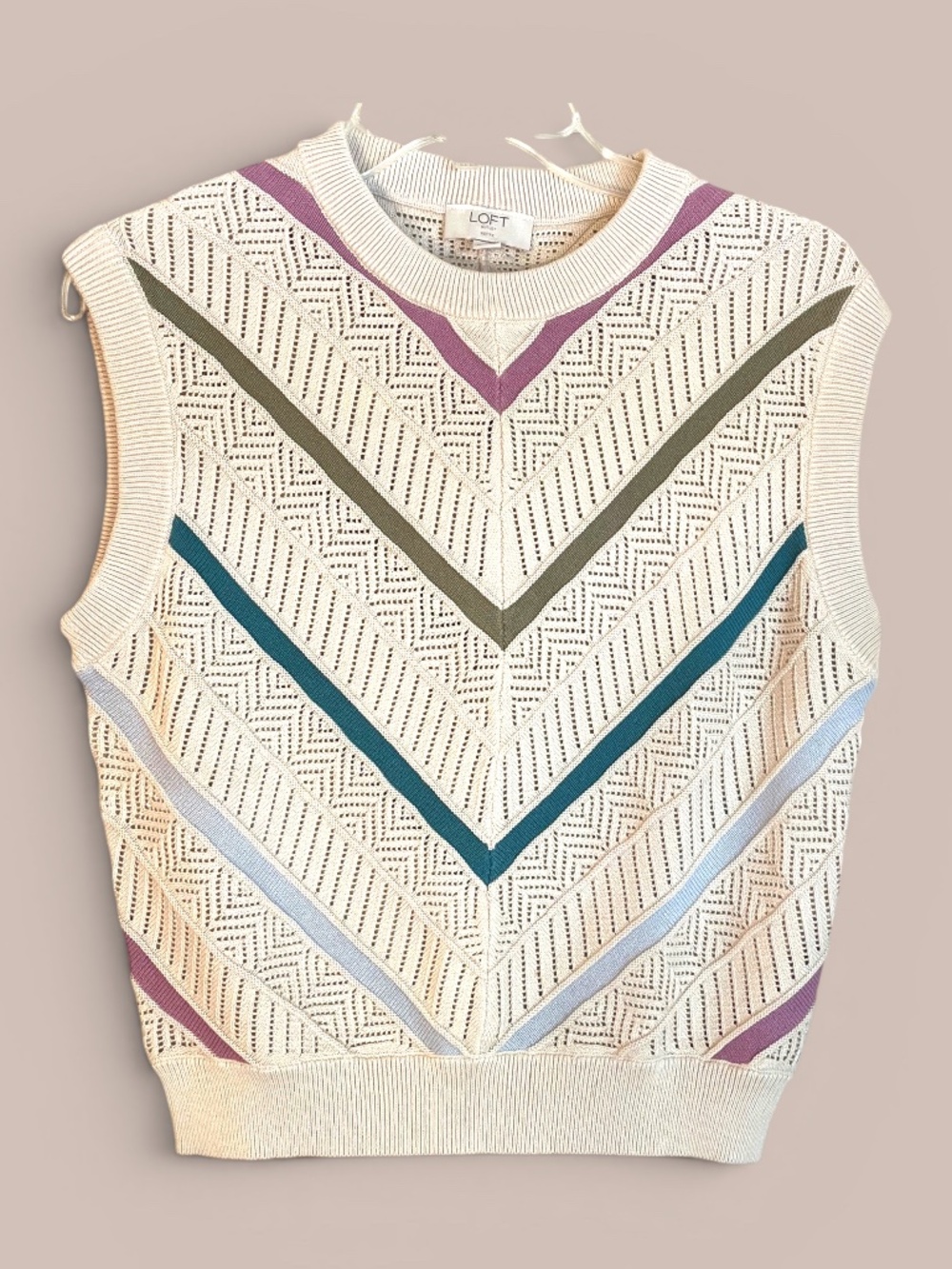 Loft Outlet All Cotton Sleeveless  Crew Neck Sweater Size SP
